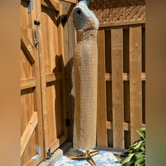 🆕 BRONX & BANCO 🧿 NWOT Allegra Gold Sequin & Beaded Maxi Dress, Sz S US 4 - Picture 5 of 16